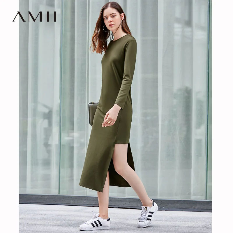 Amii Minimalist Asymmetrical Dresses Women Autumn 2018 Causal Solid Long Sleeve O-neck Side Slit Straight Sexy Bodycon Dresses
Amii Minimalist Asymmetrical Dresses Women Autumn 2018 Causal Solid Long Sleeve O-neck Side Slit Straight Sexy Bodycon Dresses