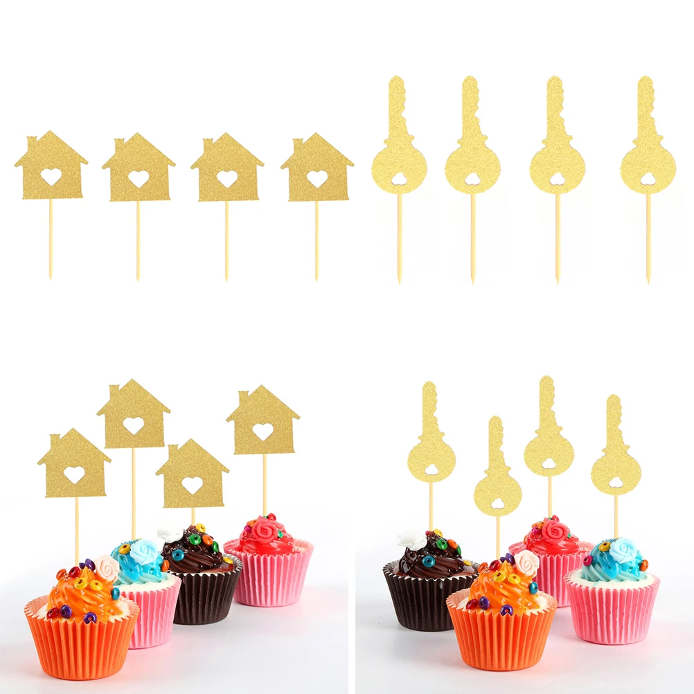 24 Home Sweet Cupcake Toppers House Housewarming Party Decorations