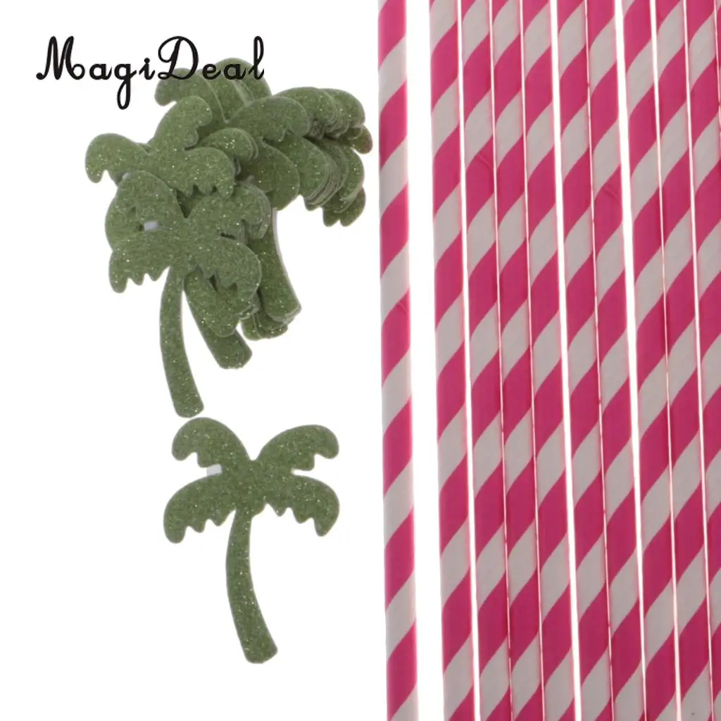 MagiDeal 25pcs Coconut Palm Tree Paper Straws Hawaiian Luau Barware Beach Party Favor