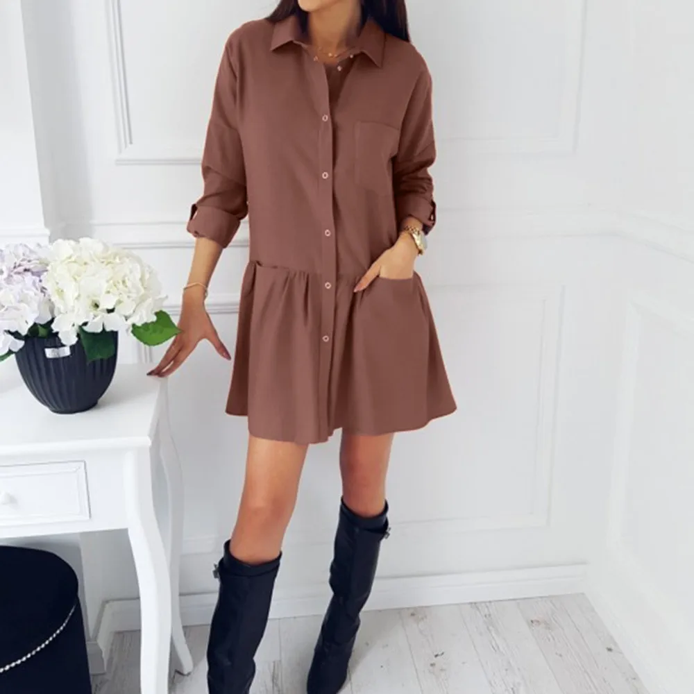 New Women's Fashion Long Sleeve Autumn Casual Loose Pocket Blouse Dresses Luxury Elegant Womens Dress Ladies Dress Elegnat S!75
New Women's Fashion Long Sleeve Autumn Casual Loose Pocket Blouse Dresses Luxury Elegant Womens Dress Ladies Dress Elegnat S!75