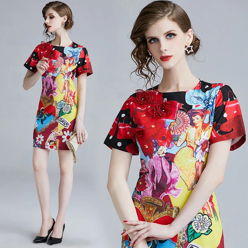 2019 Summer new European American style models high quality women's fashion Slim beauty lady print dress Dance party dresses
2019 Summer new European American style models high quality women's fashion Slim beauty lady print dress Dance party dresses
