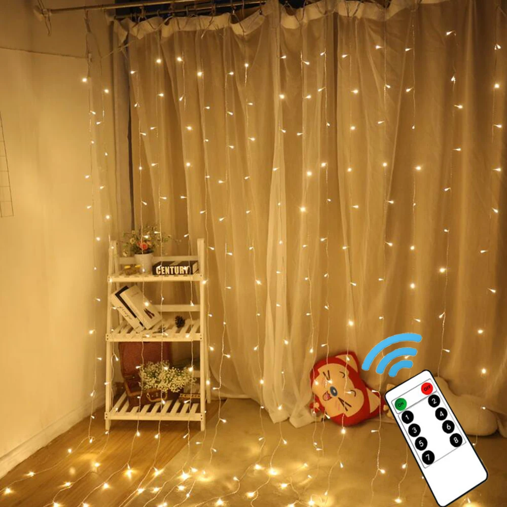 304 LEDs 3x3M Curtain Fairy String Lights with Remote Control lights For Christmas Wedding Party Garden Home Decoration
304 LEDs 3x3M Curtain Fairy String Lights with Remote Control lights For Christmas Wedding Party Garden Home Decoration