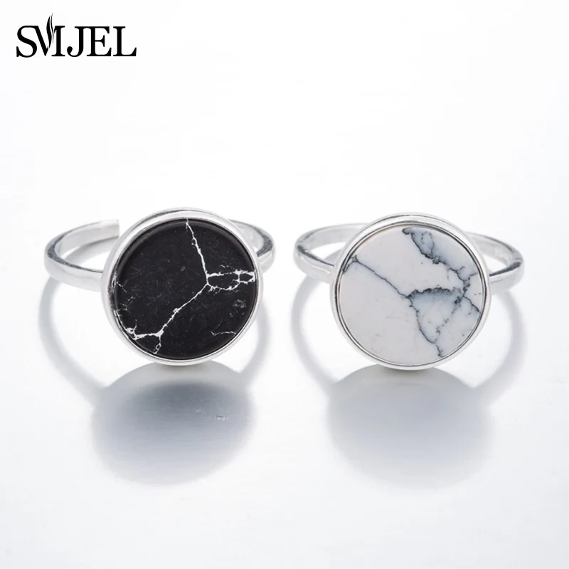 SMJEL Fashion 925 Silver Jewelry White Stone Circle Rings Anel Marble Pattern Black Round Cuff Rings Women Men Wholesale Gifts
SMJEL Fashion 925 Silver Jewelry White Stone Circle Rings Anel Marble Pattern Black Round Cuff Rings Women Men Wholesale Gifts