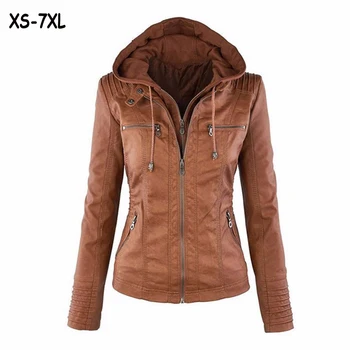 Hot sale 2018 New Womens long sleeve hooded zipper pu jackets casual womens slim outerwear lady fashion coats Plus size XS-7XL
Hot sale 2018 New Womens long sleeve hooded zipper pu jackets casual womens slim outerwear lady fashion coats Plus size XS-7XL
