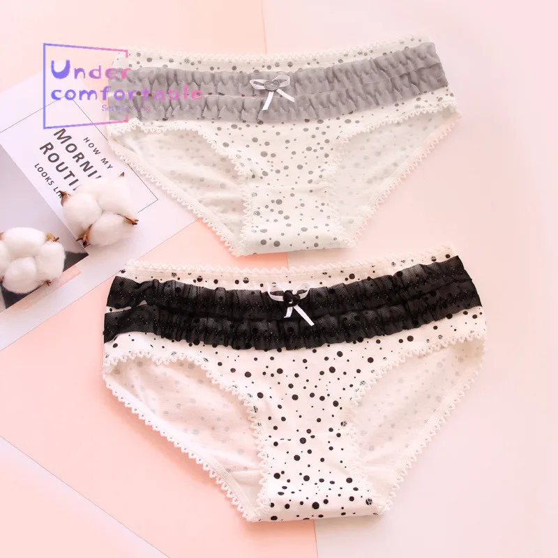 Women's Lace Girls Underwear double Layered Freshness Polka dots Printed Cotton Panties Female Mid-Rise Girl's Briefs
Women's Lace Girls Underwear double Layered Freshness Polka dots Printed Cotton Panties Female Mid-Rise Girl's Briefs