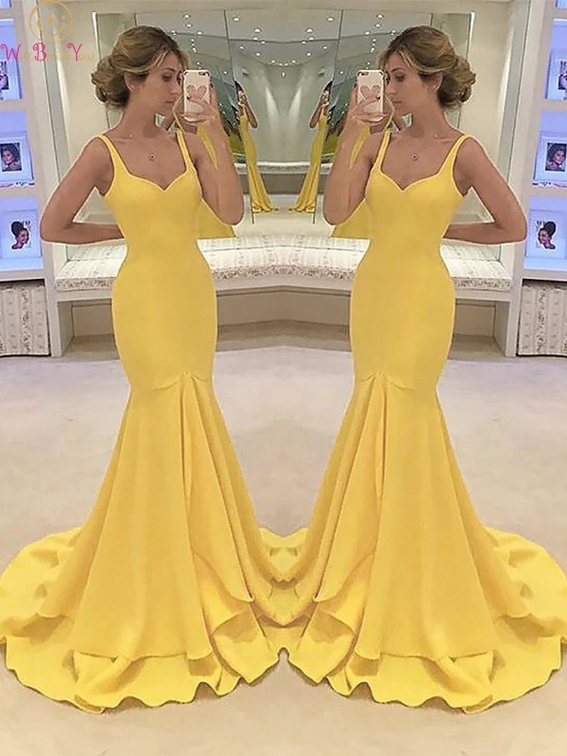 Yellow Evening Dresses 2019 Long Mermaid Sweetheart Neck Spaghetti Straps Formal Party Sweep Train Prom Gowns vestido de festa
Yellow Evening Dresses 2019 Long Mermaid Sweetheart Neck Spaghetti Straps Formal Party Sweep Train Prom Gowns vestido de festa