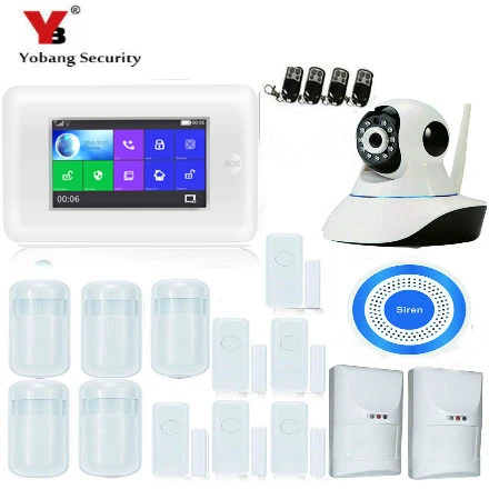 Yobang Security WIFI GPRS GSM Alarm system with Wireless siren Alarm penal IP Camera Door sensor Android IOS APP Remote Control
Yobang Security WIFI GPRS GSM Alarm system with Wireless siren Alarm penal IP Camera Door sensor Android IOS APP Remote Control