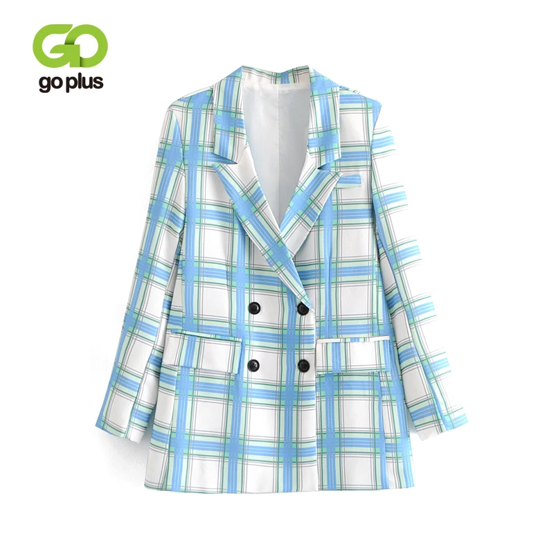 GOPLUS Vintage Double Breasted Blue Plaid Blazers Coat Women 2019 Fashion Office Ladies Outerwear Casual Femme Jackets C7549
GOPLUS Vintage Double Breasted Blue Plaid Blazers Coat Women 2019 Fashion Office Ladies Outerwear Casual Femme Jackets C7549