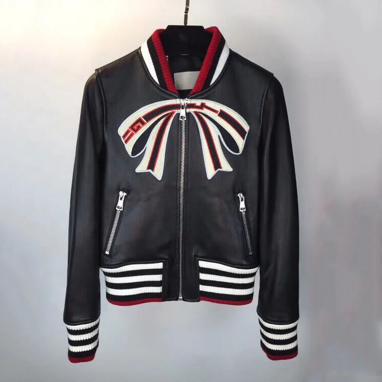 Wholesale Outdoor Windproof Patchwork Embroidery Coat Women's Lambskin Leather Bomber Biker Jacket Luxury Leather Jackets Women
Wholesale Outdoor Windproof Patchwork Embroidery Coat Women's Lambskin Leather Bomber Biker Jacket Luxury Leather Jackets Women