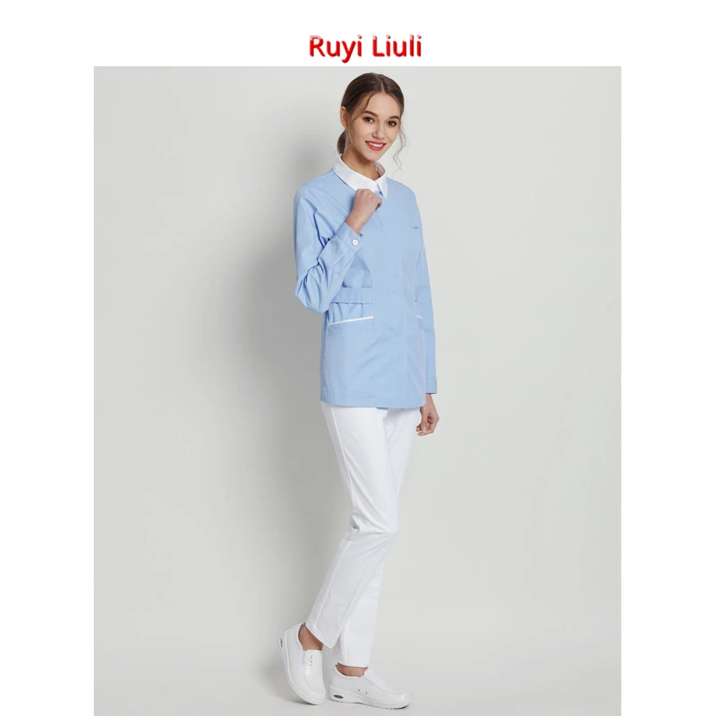 Pharmacy uniform nurse short sleeve split suit blouse hospital beauty salon uniform long sleeve woman
Pharmacy uniform nurse short sleeve split suit blouse hospital beauty salon uniform long sleeve woman