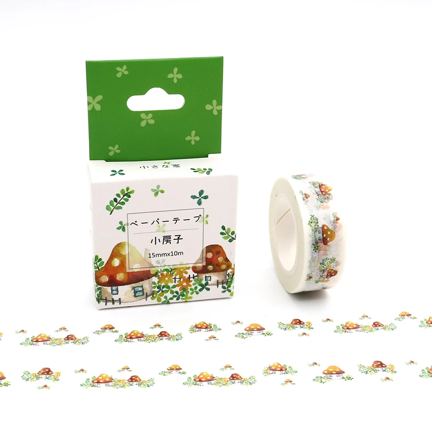 15mm*10m Box Package Kawaii Mushroom House Washi Tape Excellent Quality Colorful Paper Masking Tape DIY Decorative Tapes
15mm*10m Box Package Kawaii Mushroom House Washi Tape Excellent Quality Colorful Paper Masking Tape DIY Decorative Tapes