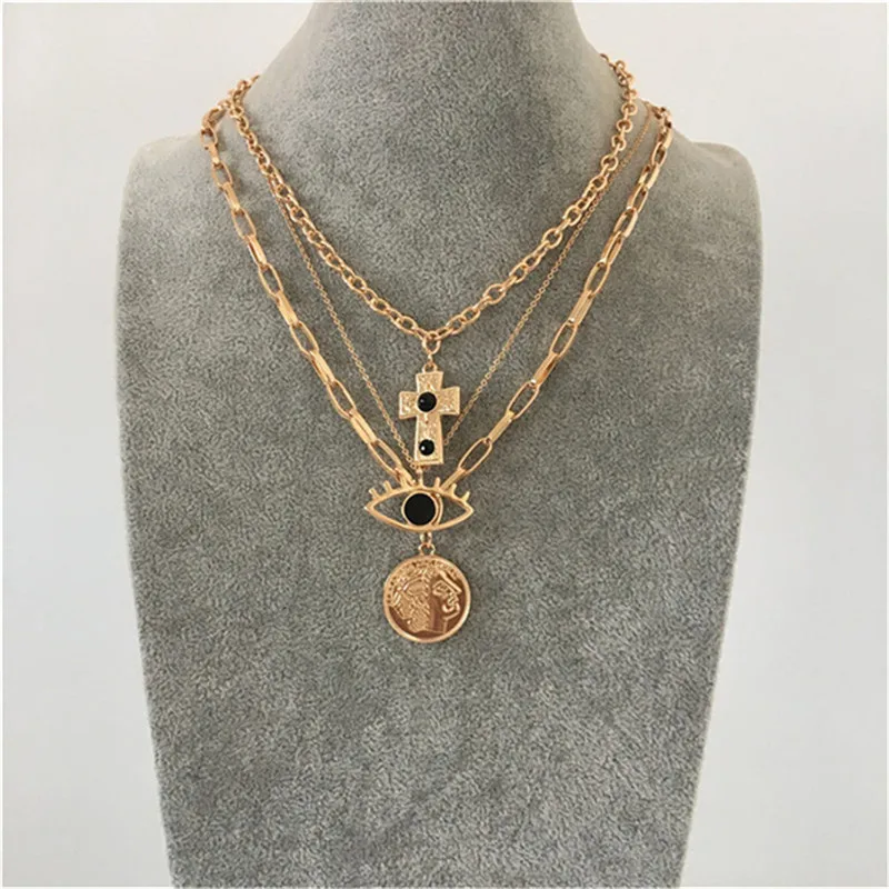 Trendy Three Layered Nacklace Gold Color Plating Cross Eye Coin Pendant Bohemia Modern Chain Layered Necklace For Women
Trendy Three Layered Nacklace Gold Color Plating Cross Eye Coin Pendant Bohemia Modern Chain Layered Necklace For Women