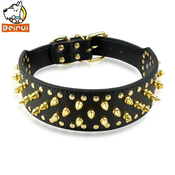 2" width Golden Studden Leather Dog Collar For Medium and Large Breeds Pitbull Mastiff 3 Sizes Black Color
2" width Golden Studden Leather Dog Collar For Medium and Large Breeds Pitbull Mastiff 3 Sizes Black Color