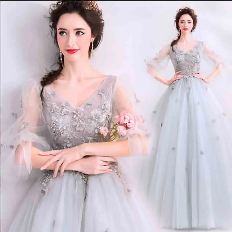 Gray V-Neck Half Sleeve Luxury Party Dress Custom Women Red Carpet Wedding Bridal Evening Formal Dress For Lady Large Size 5XL
Gray V-Neck Half Sleeve Luxury Party Dress Custom Women Red Carpet Wedding Bridal Evening Formal Dress For Lady Large Size 5XL
