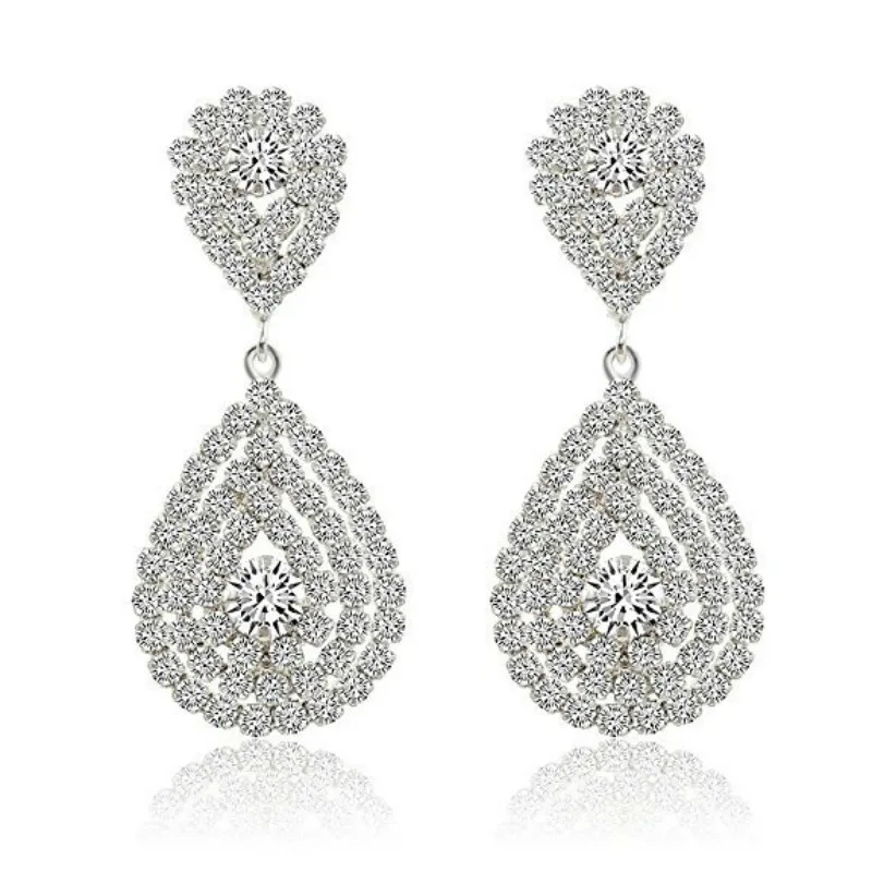 StoneFans Womens Silver Plated Crystal Rhinestone Wedding Hypoallergenic Pierced Water Drop Earrings Dangle Earring Jewelry 2018
StoneFans Womens Silver Plated Crystal Rhinestone Wedding Hypoallergenic Pierced Water Drop Earrings Dangle Earring Jewelry 2018