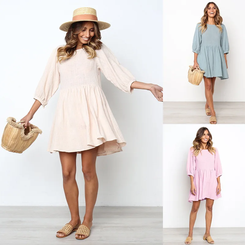 Loose Casual Women Cotton Dress Long Sleeve 2019 Spring Summer Solid Pleated Patchwork Dress Women Mini Dress Fashion Vestidos
Loose Casual Women Cotton Dress Long Sleeve 2019 Spring Summer Solid Pleated Patchwork Dress Women Mini Dress Fashion Vestidos