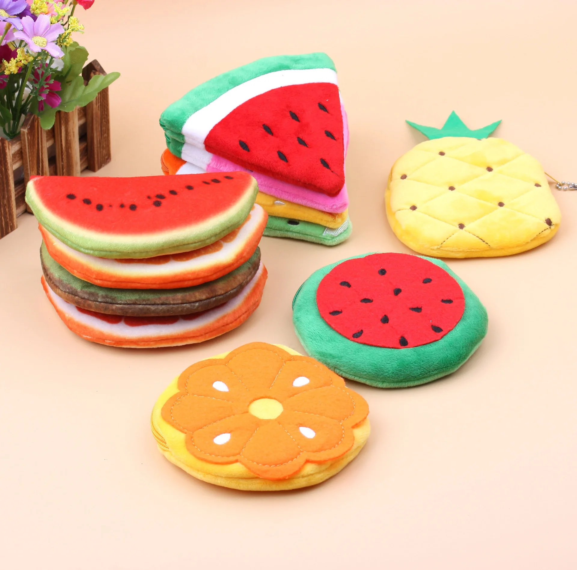 Fruits Shape Orange Strawberry Watermelon Plush Purses Plush Toys Children Girls Pocket Purse Keychain for New Year Gifts
Fruits Shape Orange Strawberry Watermelon Plush Purses Plush Toys Children Girls Pocket Purse Keychain for New Year Gifts
