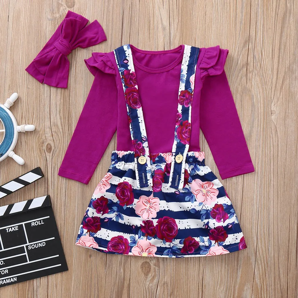 3Pcs children's costumes for girls Kids Baby Clothing Girls Long sleeves Tops Strap Floral Skirt Headbands Outfits Set
3Pcs children's costumes for girls Kids Baby Clothing Girls Long sleeves Tops Strap Floral Skirt Headbands Outfits Set