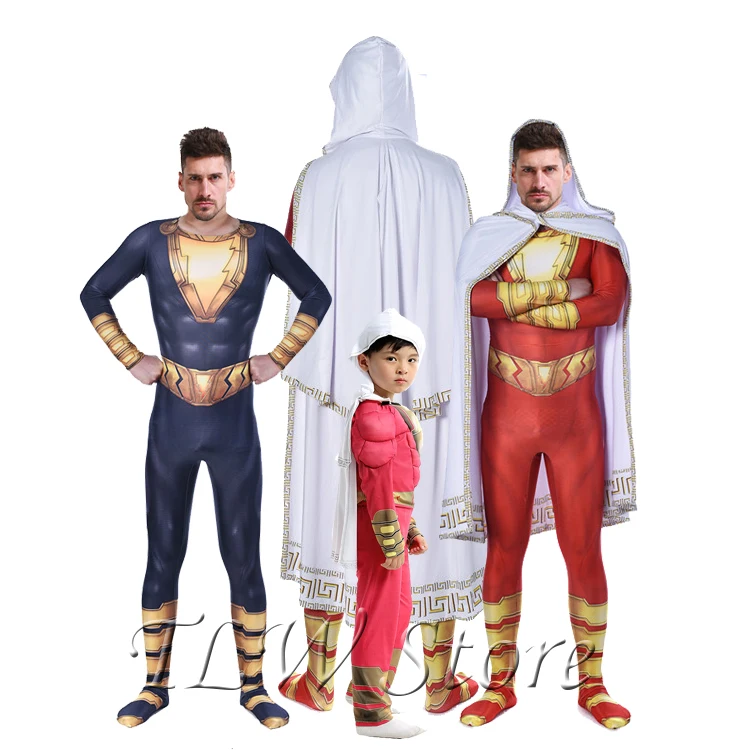 Adults Men Kids Shazam Cosplay Captain Marvel Costume Billy Batson Jumpsuit Costumes Marvel Suit Superhero Halloween black white
Adults Men Kids Shazam Cosplay Captain Marvel Costume Billy Batson Jumpsuit Costumes Marvel Suit Superhero Halloween black white