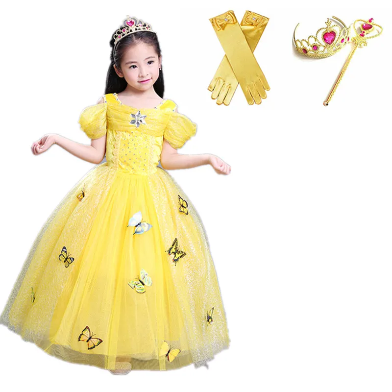 Фото Kids Girl Princess Belle Cosplay Fancy Party Dress Cinderella Halloween Costume Children Holiday Clothes | Мать и ребенок