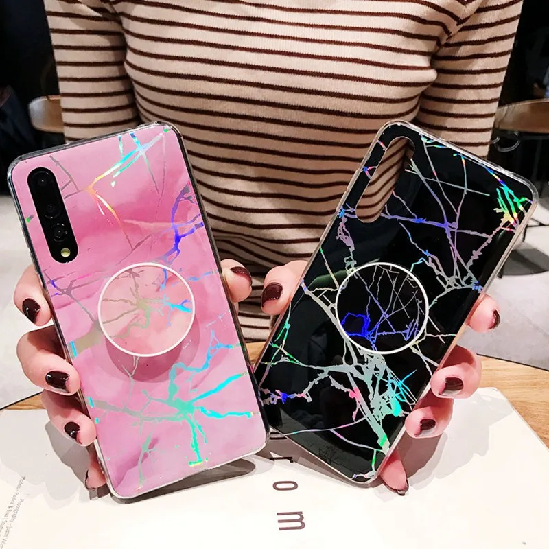 

Kickstand Case for Huawei P20 Pro Honor 10 P20Pro Marble Laser Soft Thin Cases Cover for Huawei P20 Lite Nova 3 3i Coque Fundas