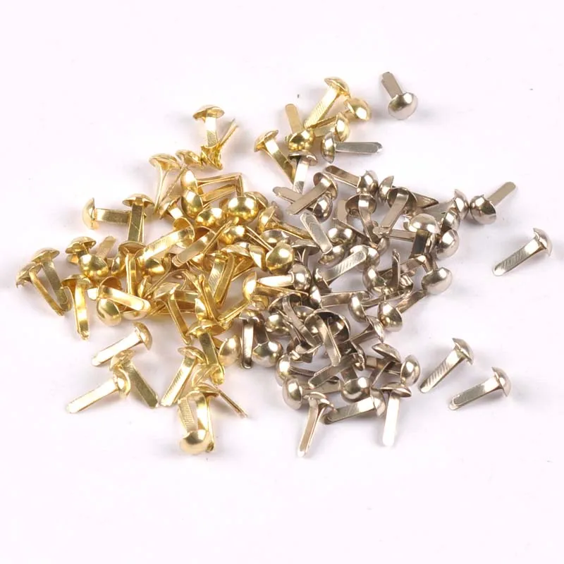 Description Picture 2 of item100Pcs Scrapbooking Embellishments Mixed Silver/golden Round Brads Fastener Brad DIY Accessories Metal Crafts Home Decor C2252