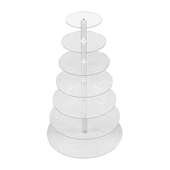 Image Transparent Detachable 7 Tier Circle Acrylic Cupcake Party Wedding Cake Stand