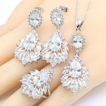 White Cubic Zirconia Silver Color Bridal Jewelry Sets For Women Earrings Necklace Pendant Ring Free Box WPAITKYS
White Cubic Zirconia Silver Color Bridal Jewelry Sets For Women Earrings Necklace Pendant Ring Free Box WPAITKYS