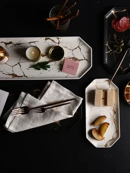 Direct black marble pattern gold octagonal ceramic flat plate tableware home jewelry necklace earrings bracelet storage tray
Direct black marble pattern gold octagonal ceramic flat plate tableware home jewelry necklace earrings bracelet storage tray