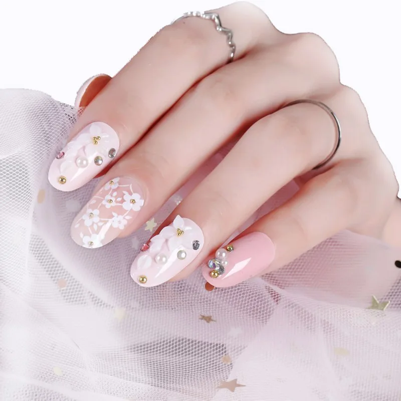 24Pcs Stylish Fake Art Nails Fashion Shining Rhinestone Flowers Printing Bride Wedding False Nail Patches With Back Sticker T
24Pcs Stylish Fake Art Nails Fashion Shining Rhinestone Flowers Printing Bride Wedding False Nail Patches With Back Sticker T