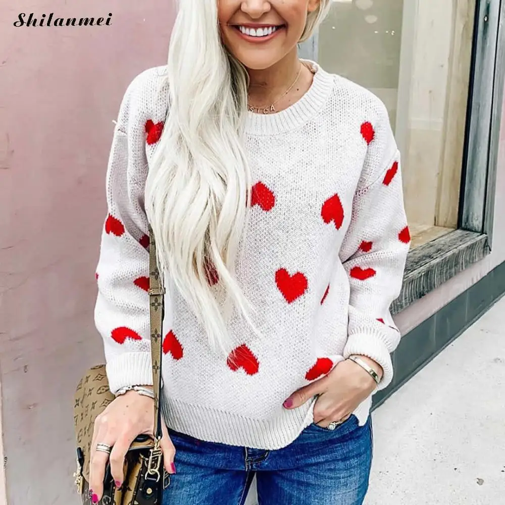 Autumn Sweater Women Long Sleeve Sweetheart Pattern Pullover Knitted Sweater Tops Female Pull Jumper Sueter Mujer Invierno 2019
Autumn Sweater Women Long Sleeve Sweetheart Pattern Pullover Knitted Sweater Tops Female Pull Jumper Sueter Mujer Invierno 2019