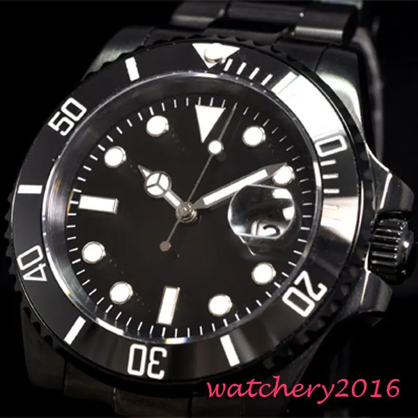 40mm parnis Black dial PVD Coated Luminous Marks top brand luxury automatic mechanical Mens Sapphire glass Men's Watch
40mm parnis Black dial PVD Coated Luminous Marks top brand luxury automatic mechanical Mens Sapphire glass Men's Watch