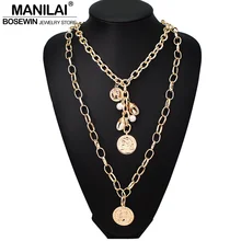 MANILAI grande pièce simulée perle pendentifs colliers pour femmes mode coquille déclaration couleur or longue chaîne collier femme 2019(China)