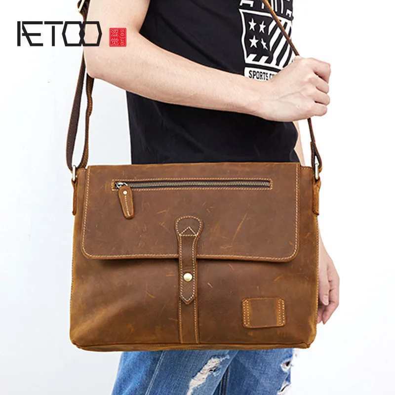 AETOO Leather men's bag Korean fashion casual men's shoulder bag Messenger bag crazy horse leather retro men's bag
AETOO Leather men's bag Korean fashion casual men's shoulder bag Messenger bag crazy horse leather retro men's bag