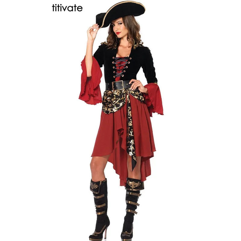 

TITIVATE Halloween Cosplay Pirates Of The Caribbean Costume For Women Fancy Dress Party Carnival Stage Performance Outfit