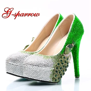 Plus Size Bride Wedding Shoes Green Rhinestone with Silver Color Wedding Party Shoes Phoenix Handmade Ceremony Pumps
Plus Size Bride Wedding Shoes Green Rhinestone with Silver Color Wedding Party Shoes Phoenix Handmade Ceremony Pumps