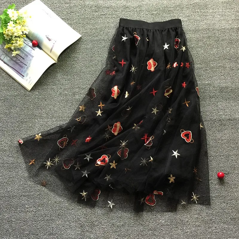 2018 Euramerican Spring Summer New Fashion Exquisite Love Stars Pattern Embroidery Paillette Gauzy Ball Gown Elegant Lady Skirt
2018 Euramerican Spring Summer New Fashion Exquisite Love Stars Pattern Embroidery Paillette Gauzy Ball Gown Elegant Lady Skirt