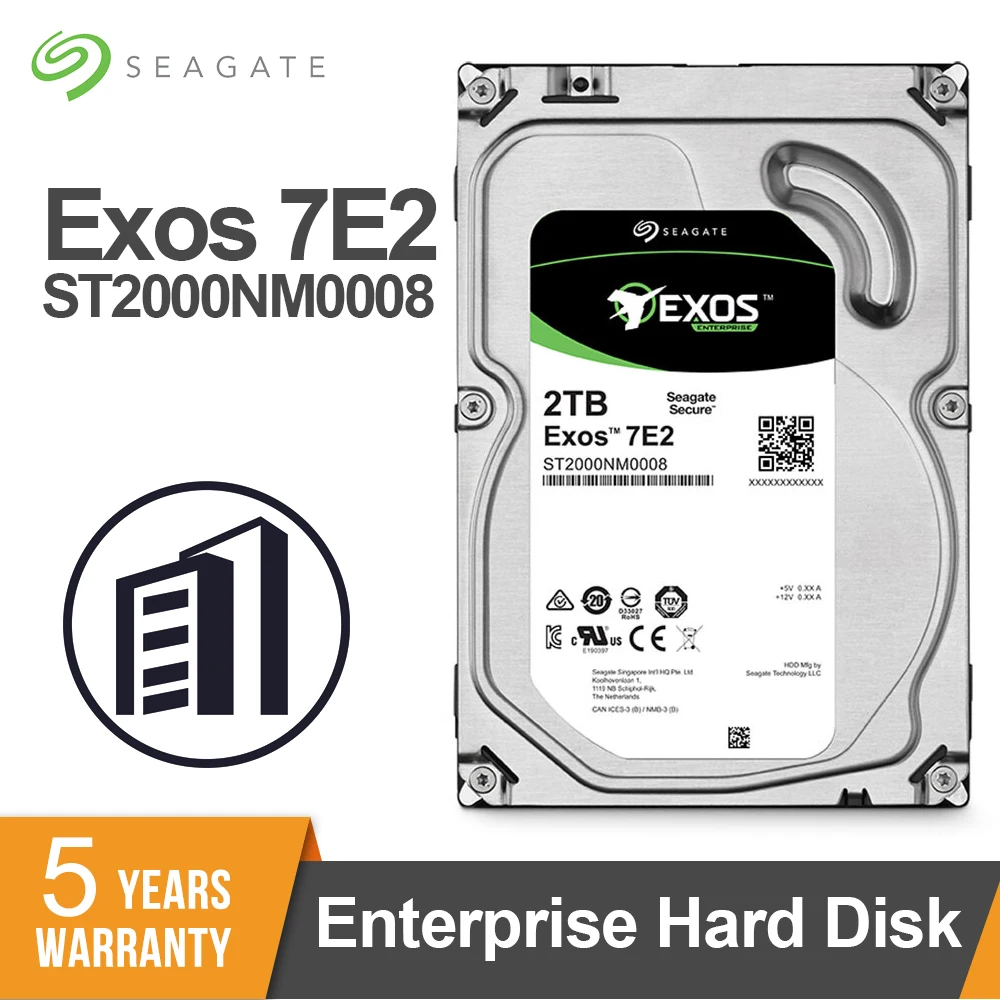 Seagate Exos 7E2 SATA 6Gb/s 128MB Cache 3.5 Inch 2TB HDD Enterprise Hard Drive ST2000NM0008
Seagate Exos 7E2 SATA 6Gb/s 128MB Cache 3.5 Inch 2TB HDD Enterprise Hard Drive ST2000NM0008
