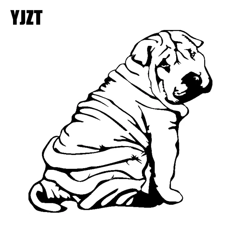 

YJZT 18CM*17.9CM Decor Art Dog Animal Shar Pei Puppy Vinyl Sticker Car Decal Black/Silver C10-00473