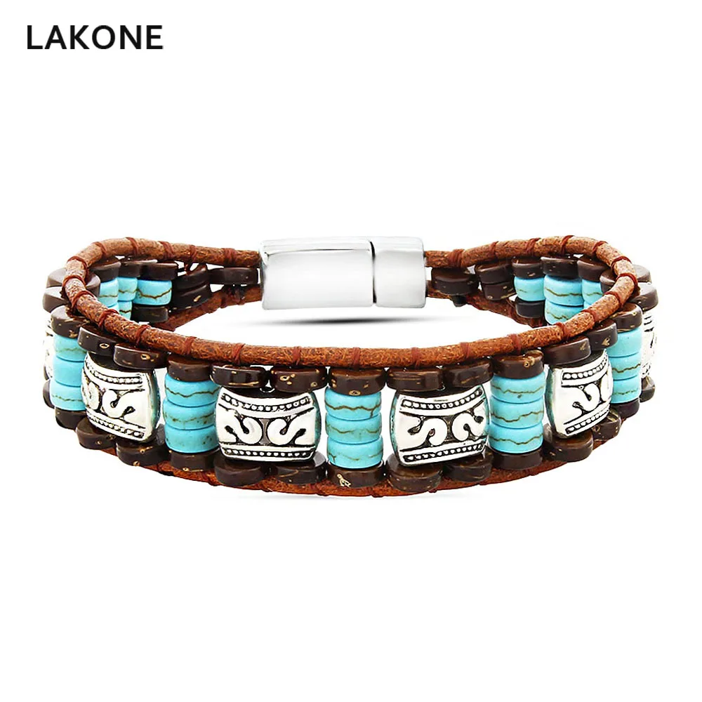 Beaded Bracelet Turquoises Brown Leather Wrap Bracelets Native American Style Men's Boho Wood Beads Mix Magnetic clasp Wome
Beaded Bracelet Turquoises Brown Leather Wrap Bracelets Native American Style Men's Boho Wood Beads Mix Magnetic clasp Wome