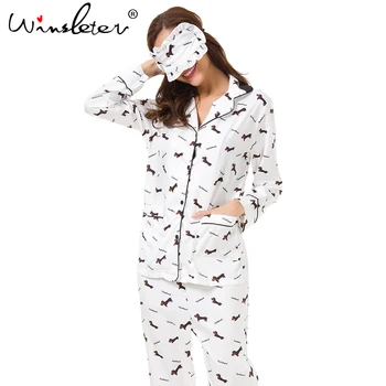 New 2019 Pajama Sets Women Dachshund Print 3 Pieces Set Long Sleeve Top + Pants Elastic Waist + Blinder Loose Homewear S74407
New 2019 Pajama Sets Women Dachshund Print 3 Pieces Set Long Sleeve Top + Pants Elastic Waist + Blinder Loose Homewear S74407