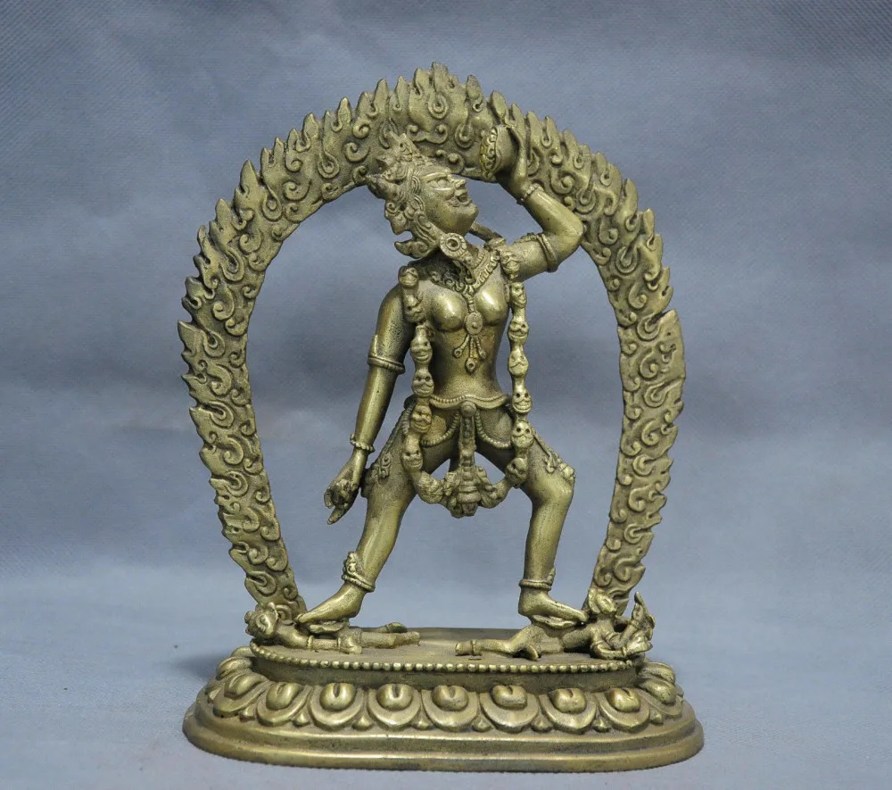 free 8" China Tibet Vajrayogini Skull Necklace Goddess Bronze Statue fast
free 8" China Tibet Vajrayogini Skull Necklace Goddess Bronze Statue fast