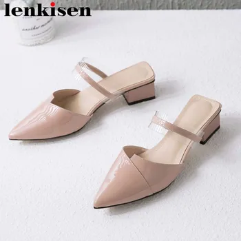 Lenkisen art design classic jelly shoes real leather summer casual shoes slip on mules pointed toe low square heels pumps L03 
Lenkisen art design classic jelly shoes real leather summer casual shoes slip on mules pointed toe low square heels pumps L03