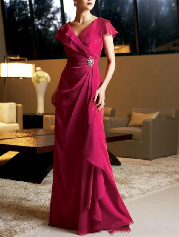 Elegant Fushia Chiffon V Neck Cap Sleeves Mother Of The Bride Dress Long With Crystals Plus Size Vestido Mae Da Noiva
Elegant Fushia Chiffon V Neck Cap Sleeves Mother Of The Bride Dress Long With Crystals Plus Size Vestido Mae Da Noiva