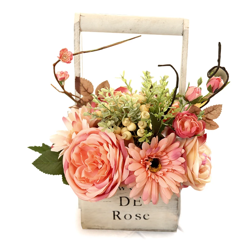 1 Set Artificial Flowers Roses Gerbera Bouquet Wooden Flowerpot Basket Vase Bonsai Wedding Home Shop Decor Fake Flower 20Color
1 Set Artificial Flowers Roses Gerbera Bouquet Wooden Flowerpot Basket Vase Bonsai Wedding Home Shop Decor Fake Flower 20Color