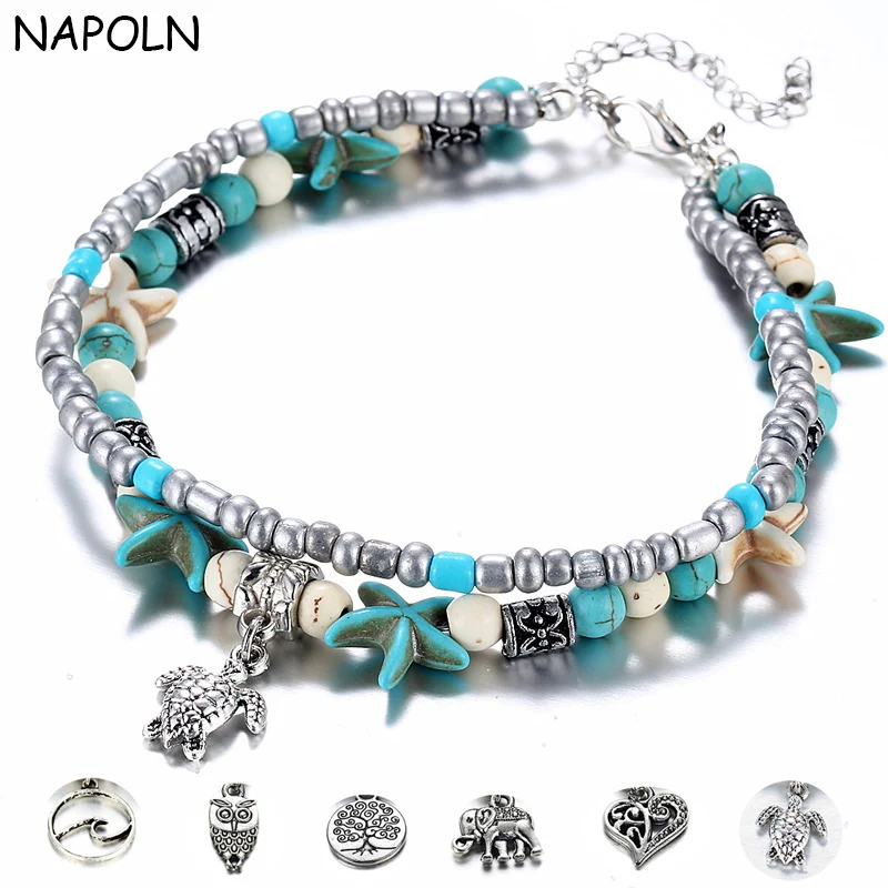 NAPOLN Bohemian Summer Beach Anklet Bracelet Multi-layer Vintage Anklet Bracelet For Women Turtle Starfish Anklet Beach Jewelry
NAPOLN Bohemian Summer Beach Anklet Bracelet Multi-layer Vintage Anklet Bracelet For Women Turtle Starfish Anklet Beach Jewelry
