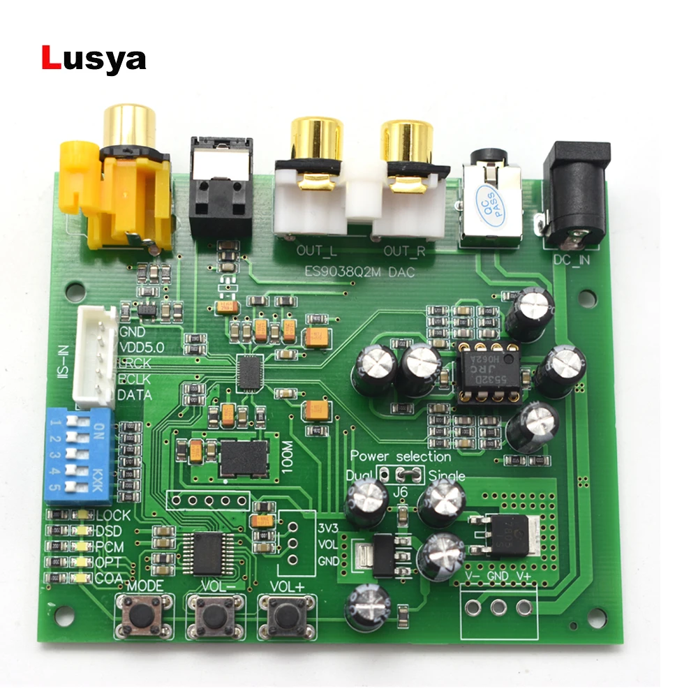 ES9038Q2M I2S IIS DSD DOP коаксиальное волокно SPDIF цифровой аудио ЦАП Декодер Плата