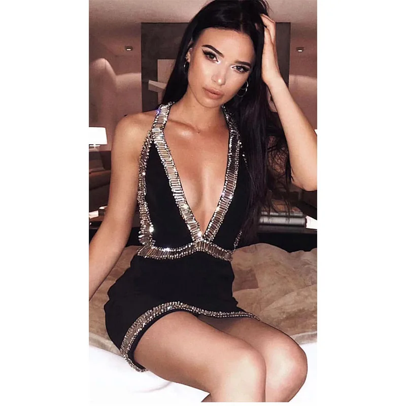 DEIVE TEGER New 2019 Summer Women Club Dress Deep V Neck Black Halter Vestidos Celebrity Party Dress Party Dress HL4865
DEIVE TEGER New 2019 Summer Women Club Dress Deep V Neck Black Halter Vestidos Celebrity Party Dress Party Dress HL4865