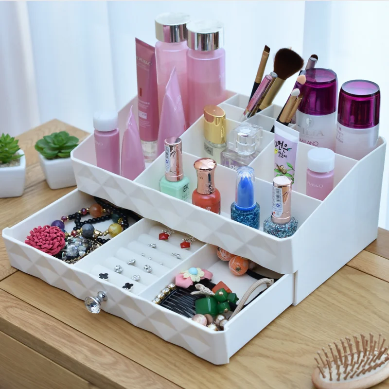 New large Plastic Makeup Organizer Make Up Brush Storage box with Drawer Cotton Swabs Stick Storage case Jewelry Storage Box
New large Plastic Makeup Organizer Make Up Brush Storage box with Drawer Cotton Swabs Stick Storage case Jewelry Storage Box