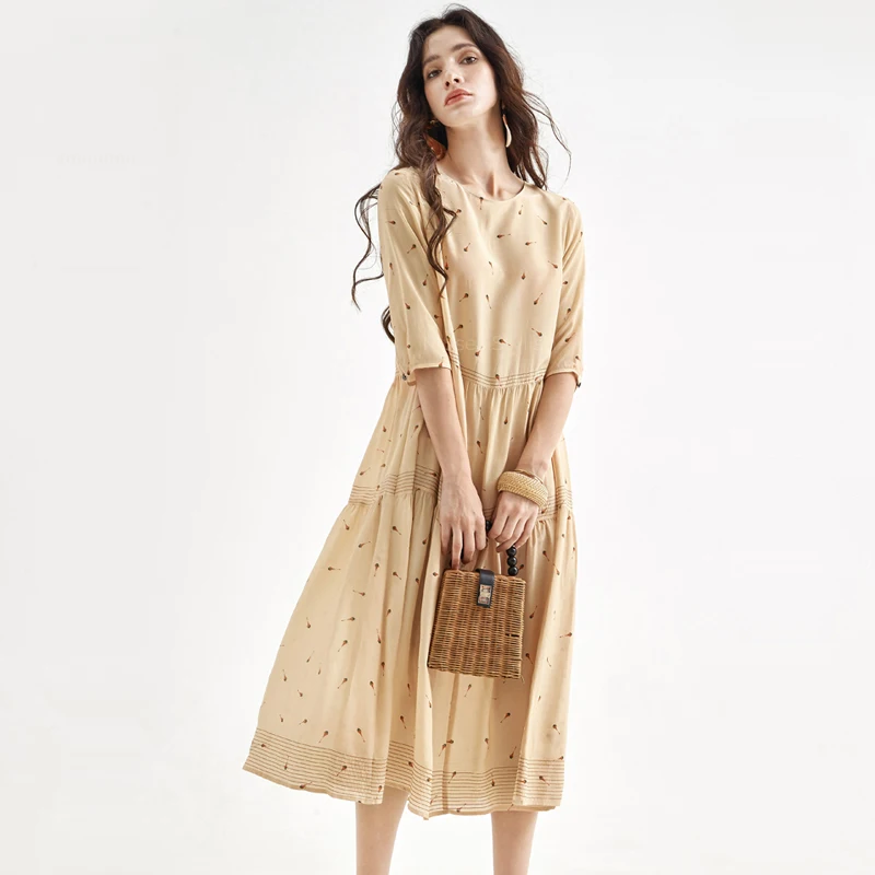 Long 100% Real Silk Dress Women Sexy Office Lady Casual O Neck Vintage Elegant Apricot Summer Dresses Plus Size 2019 Autumn
Long 100% Real Silk Dress Women Sexy Office Lady Casual O Neck Vintage Elegant Apricot Summer Dresses Plus Size 2019 Autumn